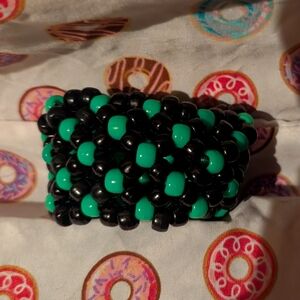 Black and Green Beaded Bracelet